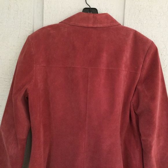 Bernardo Double Breasted Suede Leather Jacket Size 12 Women Long Sleeve Button - Picture 5 of 13